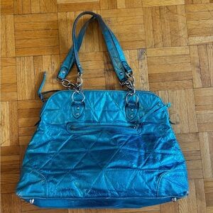 Y2K 90: Stylish Blue Quilted Women's Bag - I think it’s leather but not 100 sure